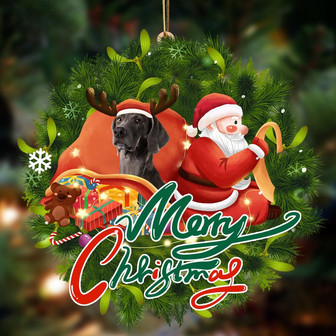 Ornament- Weimaraner-Santa & dog Hanging Ornament, Happy Christmas Ornament, Car Ornament - Thegiftio UK