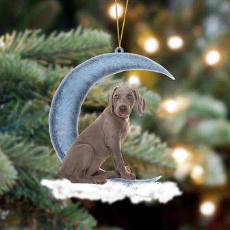 Ornament- Weimaraner Sits On The Moon Hanging Ornament Dog Ornament, Car Ornament, Christmas Ornament - Thegiftio UK
