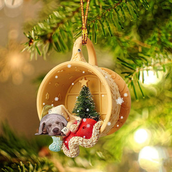 Ornament- Weimaraner Sleeping In A Cup Christmas Ornament Dog Ornament, Car Ornament, Christmas Ornament - Thegiftio UK