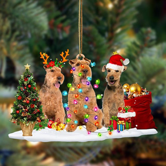 Ornament- Welsh Terrier-Christmas Dog Friends Hanging Ornament, Happy Christmas Ornament, Car Ornament - Thegiftio UK