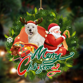 Ornament- West Highland White Terrier-Santa & dog Hanging Ornament, Happy Christmas Ornament, Car Ornament - Thegiftio UK