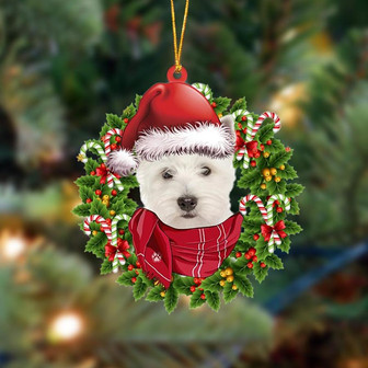 Ornament- West Highland White Terrier-Xmas Bandana Hanging Ornament, Happy Christmas Ornament, Car Ornament - Thegiftio UK