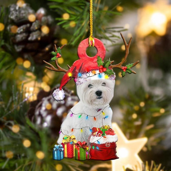 Ornament- Westies Christmas Shape Ornament, Happy Christmas Ornament, Car Ornament - Thegiftio UK