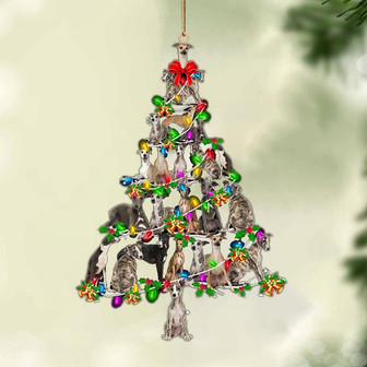 Ornament- Whippet-Christmas Tree Lights-Two Sided Ornament, Happy Christmas Ornament, Car Ornament - Thegiftio UK