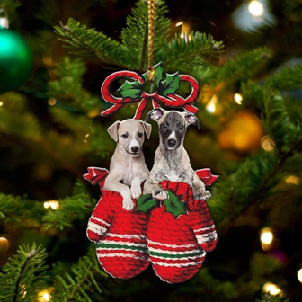 Ornament- Whippet Inside Your Gloves Christmas Holiday-Two Sided Ornament, Christmas Ornament, Car Ornament - Thegiftio UK
