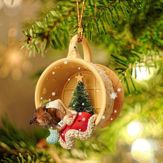 Ornament- Whippet Sleeping In A Cup Christmas Ornament Dog Ornament, Car Ornament, Christmas Ornament - Thegiftio UK