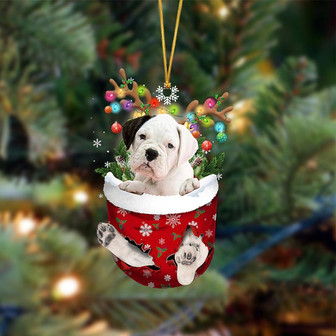 Ornament- WHITE Boxer-In Christmas Pocket Two Sides Ornament, Happy Christmas Ornament, Car Ornament - Thegiftio UK