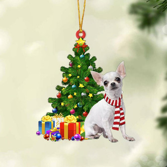 Ornament- WHITE Chihuahua-Christmas Star Hanging Ornament, Happy Christmas Ornament, Car Ornament - Thegiftio UK