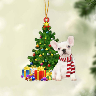 Ornament- WHITE French Bulldog-Christmas Star Hanging Ornament, Happy Christmas Ornament, Car Ornament - Thegiftio UK