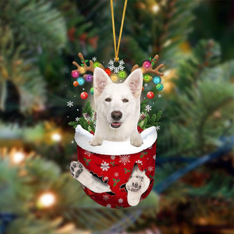 Ornament- WHITE German Shepherd-In Christmas Pocket Two Sides Ornament, Christmas Ornament, Car Ornament - Thegiftio UK