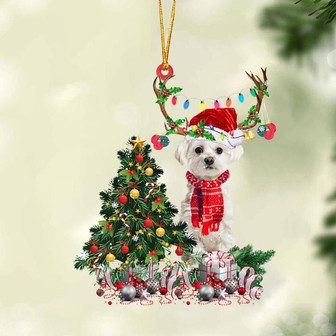 Ornament- WHITE Maltese-Christmas Tree Gift Hanging Ornament, Happy Christmas Ornament, Car Ornament - Thegiftio UK