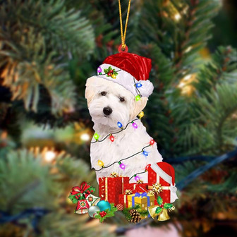 Ornament- WHITE Maltipoo-Dog Be Christmas Tree Hanging Ornament, Happy Christmas Ornament, Car Ornament - Thegiftio UK