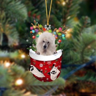 Ornament- WHITE Standard Poodle-In Christmas Pocket Two Sides Ornament, Christmas Ornament, Car Ornament - Thegiftio UK