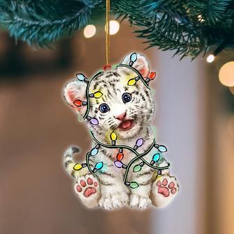 Ornament- White Tiger Christmas Light Hanging Ornament Dog Ornament, Car Ornament, Christmas Ornament - Thegiftio UK