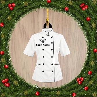 Ornament - Woman Chef Custom Name Shaped Ornament, Custom Shaped Flat Ornament Christmas - Thegiftio UK