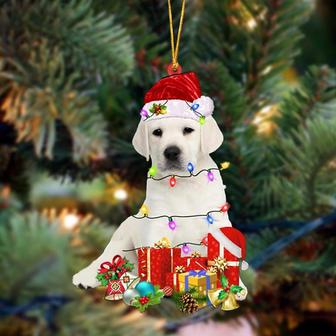 Ornament- YELLOW Labrador Pup-Dog Be Christmas Tree Hanging Ornament, Happy Christmas Ornament, Car Ornament - Thegiftio UK