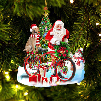 Ornament- Yellow Labrador Retriever On Santa's Bike Ornament Dog Ornament, Car Ornament, Christmas Ornament - Thegiftio UK