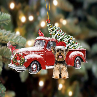 Ornament- Yorkshire Terrier 2-Cardinal & Truck Two Sided Ornament, Happy Christmas Ornament, Car Ornament - Thegiftio UK