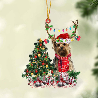 Ornament- Yorkshire Terrier 2-Christmas Tree Gift Hanging Ornament, Happy Christmas Ornament, Car Ornament - Thegiftio UK