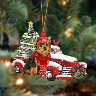 Ornament- Yorkshire Terrier-Christmas Car Two Sided Ornament, Happy Christmas Ornament, Car Ornament - Thegiftio UK
