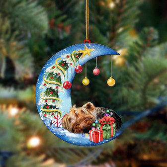Ornament- Yorkshire Terrier-Sleep On The Moon Christmas Two Sided Ornament, Christmas Ornament, Car Ornament - Thegiftio UK