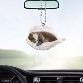 Otter Car Ornament, Otter Sleeping Angel Wings Ornament, Otter Christmas Ornament - Thegiftio
