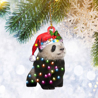 Panda Wearing Santa Hat Christmas Flat Ornament, Dog Lover Gifts, Christmas Tree Ornament, Home Decor Plastic Ornament - Thegiftio