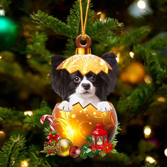 Papillon2 In Golden Egg Christmas Ornament - Thegiftio
