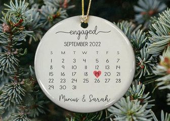 Personalized Engaged Ornament, Engagement Ornament, Engagement Gift, Engagement Announcement Couples Ornament, Gift For Love - Thegiftio UK