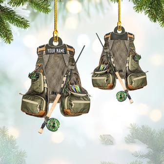 Personalized Fishing Vest Custom Name Shaped Flat Ornament Christmas, Ornament Decor, Home Decor - Thegiftio UK