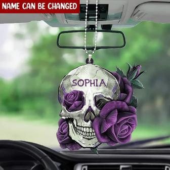 Personalized Purple Rose Skull Lover Car Ornament - Thegiftio UK