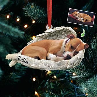 Personalized Sleeping Pet Within Angel Wings Ornament - Two Sided Ornament - Thegiftio UK