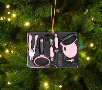 Pink Dog Grooming Set Christmas Ornament, Dog Grooming Decor, Christmas Gift - Thegiftio UK