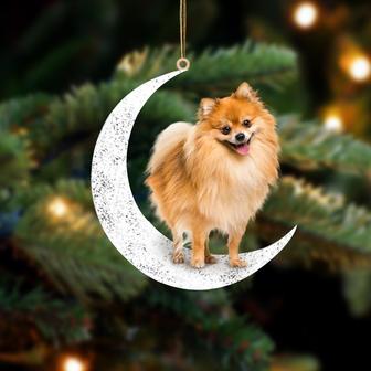 Pomeranian 2-Sit On The Moon-Two Sided Ornament - Thegiftio UK