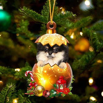 Pomeranian In Golden Egg Christmas Ornament - Thegiftio UK