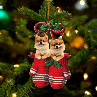 Pomeranian Inside Your Gloves Christmas Holiday-Two Sided Ornament, Christmas Ornament, Car Ornament - Thegiftio UK