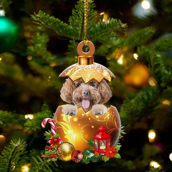 Poodle In Golden Egg Christmas Ornament - Thegiftio UK