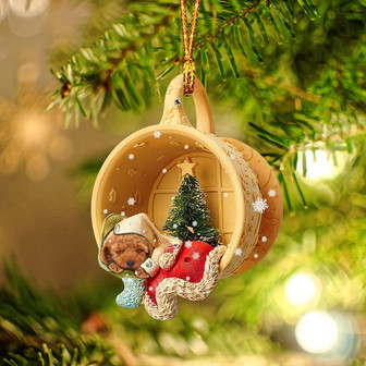 Poodle Sleeping in a tiny cup Christmas Holiday-Two Sided Ornament, Christmas Ornament, Car Ornament - Thegiftio UK