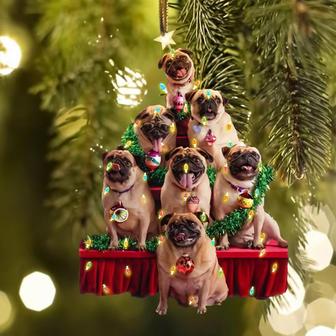 Pug Christmas lovely tree gift for bulldog lover gift for dog mom ornament, Christmas Ornament, Car Ornament - Thegiftio UK