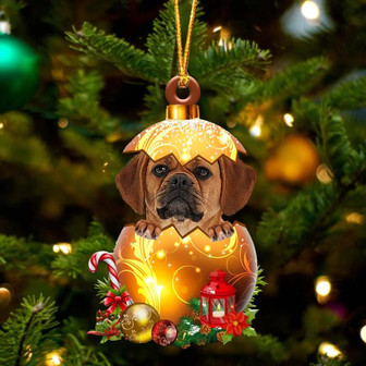 Puggle In Golden Egg Christmas Ornament - Thegiftio