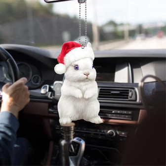Rabbit Car Ornament, Rabbit Christmas Ornament, Funny Bunny Ornament Decor, Bunny Christmas Ornament - Thegiftio UK