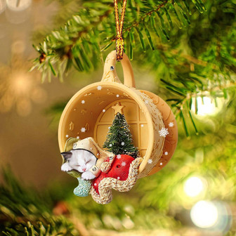 Ragdoll Sleeping in a tiny cup Christmas Holiday-Two Sided Ornament, Christmas Ornament, Car Ornament - Thegiftio UK