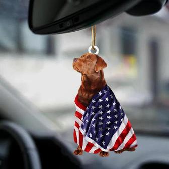 Red Fox Labrador American Patriot Flag Two Sided Ornament - Thegiftio UK