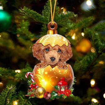 RED Toy Poodle In Golden Egg Christmas Ornament - Thegiftio UK