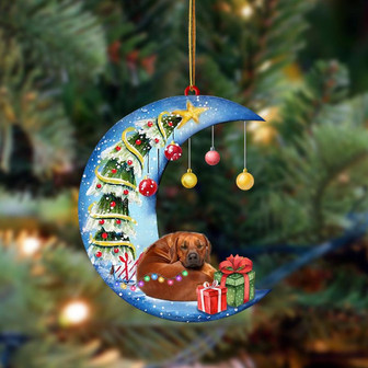 Rhodesian Ridgeback-Sleep On The Moon Christmas Two Sided Ornament, Christmas Ornament, Car Ornament - Thegiftio UK