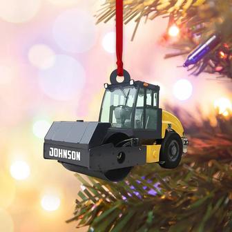 Road Roller Personalized Flat Ornaments, Compaction Rollers Custom Christmas Ornament, Gift For Construction Work - Thegiftio UK