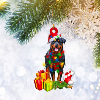 Rottweiler Christmas Reindeer Flat 2D Ornament, Dog Lover Gifts, Christmas Tree Ornament, Home Decor Plastic Ornament - Thegiftio UK