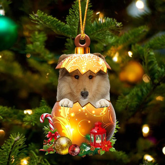 Rough Collie In Golden Egg Christmas Ornament - Thegiftio