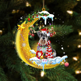 Schnauzer On The Moon Merry Christmas Hanging Ornament Dog Ornament, Car Ornament, Christmas Ornament - Thegiftio UK