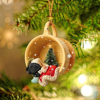 Scottish Terrier Sleeping in a tiny cup Christmas Holiday-Two Sided Ornament, Christmas Ornament - Thegiftio UK